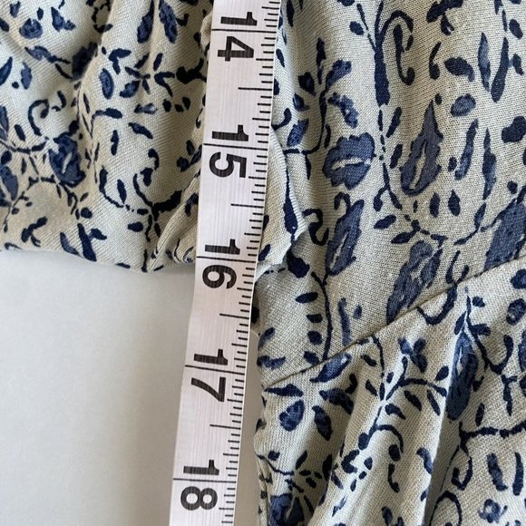 Lucky Brand Top Blue Floral Boho Beaded Embroidered V-Neck 3/4‎ Sleeve Blouse XS - Picture 6 of 10